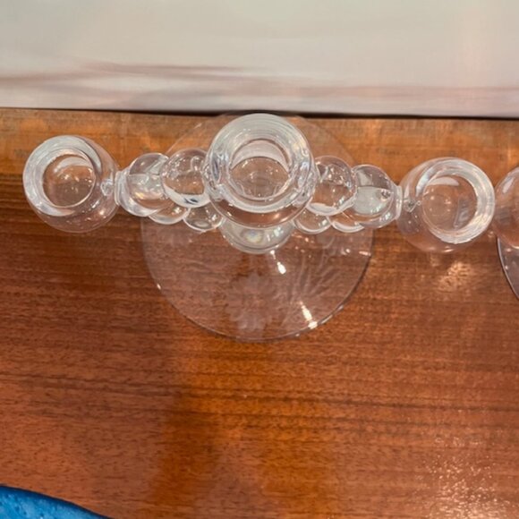 Pair of Vintage Hughes Cornflower Imperial Tri (3) Tier Bubble Candle Holders - Picture 5 of 6